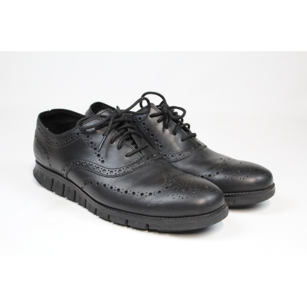 Cole Haan Zero Grand Mens Black Leather Wingtip Oxford Shoes C20719 - Size 11 M